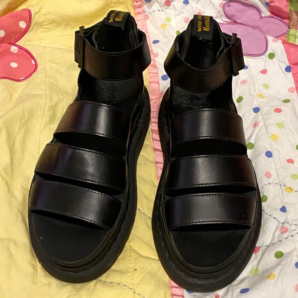 Black Dr Martens platform Clarissa II leather sandals size 7